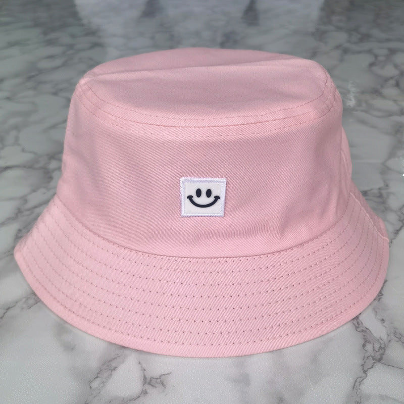 Embroidered Smiley Contrast Casual Bucket Hat