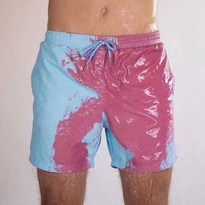 Water Color-Changing Lace-up Casual Beach Vacation Men's Shorts