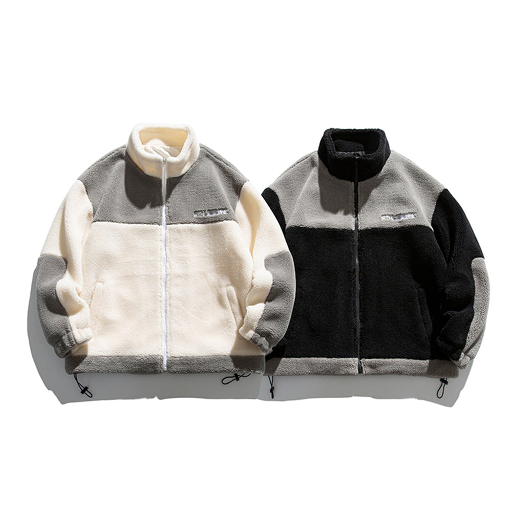 Men's Fashion Stitching Embroidery Sherpa Jackets